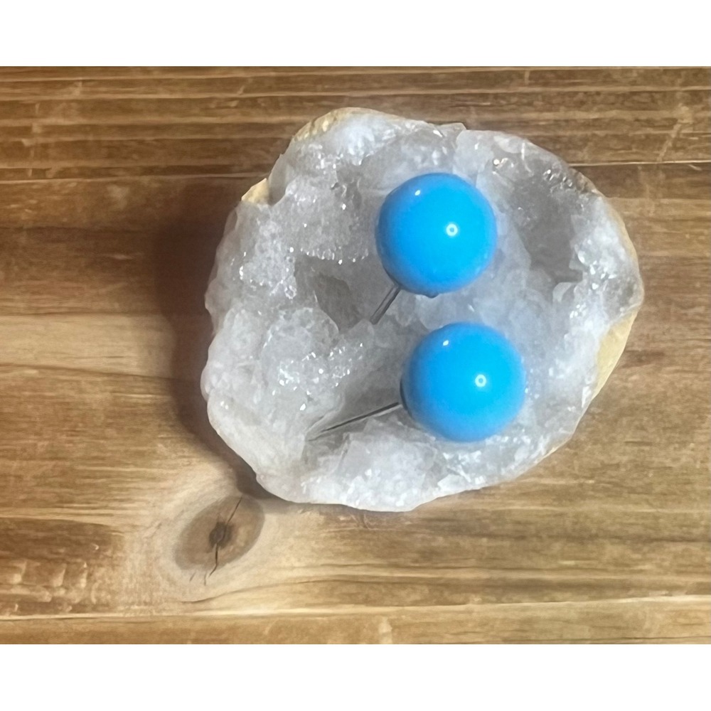 Sky Blue Round Stud Resin Earrings-Party, Rave, Chic, fun, Festival, Gift -New